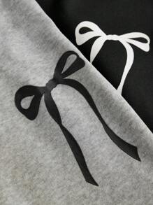 SHEIN 适合青少年女孩的两件套，蝴蝶装饰喇叭运动裤，带保暖内衬，温暖舒适，适合秋冬 - 彩色 - 查看 7