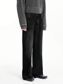 Manfinity EMRG Jeans ajustados de corte evasé con lavado vintage para hombres