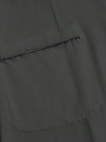 TaskEZ 对比色边饰双口袋简约长袖护士连衣裙 - 灰色 - 查看 6