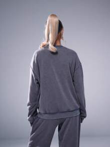 Musera Sport Sweat-shirt-shirt délavé avec graphique de ski, décontracté pour le padel, le tennis et le pickleball - Gris foncé - Voir 3
