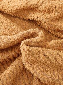 Tween Girl Casual Knitted Plain Long Sleeve Cardigan - Camel - View 6
