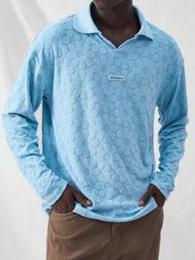 Manfinity VCAY Men's Fashion Casual Regular Fit Long Sleeve Knitted Polo Shirt In Lightweight Fabric, Youth Style