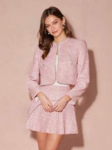 Enchnt Chaqueta informal de manga larga con bolsillo y abertura frontal para mujer, para uso diario minimalista