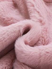 1pc Baby Girls Fuzzy Casual Outdoor Jacket, Pink Sherpa Hooded Coat, Thick Cute Stylish Winter Outerwear, Suitable For In Winter - Dusty Pink - View 4
