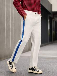 Manfinity Homme Men Striped Print Pocket Decor Casual Loose Fit Pants
