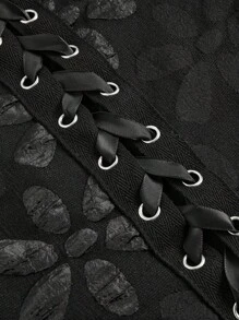 Sweetra Blusa peplum de manga abullonada, cuello cuadrado, cintura ceñida y con diseño de patchwork en jacquard