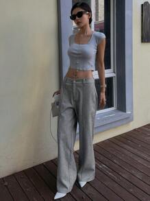 DAZY Straight Casual Wide Leg Pants Women's Loose Trousers Fall,Winter