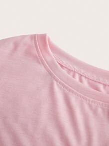 SHEIN Sport Gameset Maglietta sportiva casual da donna con colletto e orlo asimmetrici, tinta unita