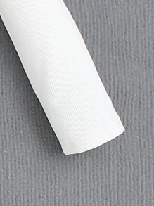 SHEIN 1 套青少年女孩紧身衣和休闲宽松不对称腰部阔腿牛仔裤套装，时尚百搭的日常穿着 - 白色 - 查看 7