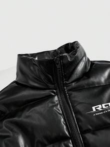ROMWE MEN Street Life Áo khoác da dày ấm áp thời trang mùa đông cho nam - màu đen - Xem 9