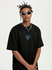 Manfinity VCAY 1 Áo thun tay ngắn in chữ thường ngày cho nam - màu đen - Xem 2