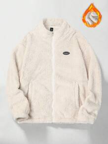 Manfinity Homme Men's Autumn And Winter Letter Patch Loose Casual Long-Sleeved Zipper Jacket