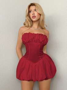 Sweetina 1pc Ruched Cloud Print Spaghetti Strap Fitted Dress