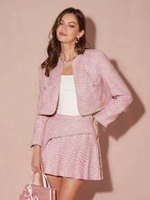 Enchnt Chaqueta informal de manga larga con bolsillo y abertura frontal para mujer, para uso diario minimalista