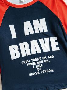 4 件套年轻男孩时尚休闲足球字母印花圆领长袖 T 恤，适合春秋季节 - 彩色 - 查看 8