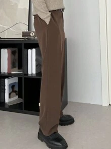 DAZY Men's Casual Solid Color Slant Pocket Straight Leg Suit Pants, Autumn