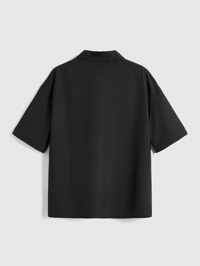 Grunge Punk Chemise ample à manches mi-longues, style décontracté punk de rue, avec patch pentagramme surdimensionné et motif à carreaux, pour femmes