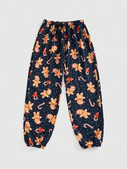Pantalones jogger con estampado de toda la prenda del hombre de jengibre de Navidad