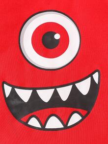 SHEIN Baby Boy Red Big Eye Shaped Monster Bodysuit & Hat Two-Piece Outfits - Red - View 3