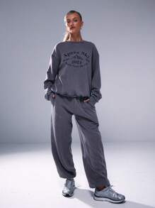 Musera Sport Sweat-shirt-shirt délavé avec graphique de ski, décontracté pour le padel, le tennis et le pickleball - Gris foncé - Voir 4