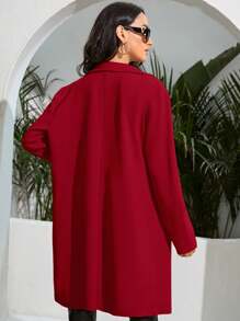 SHEIN Privé Casual Minimalist Solid Color Mid-Length Blazer For Autumn