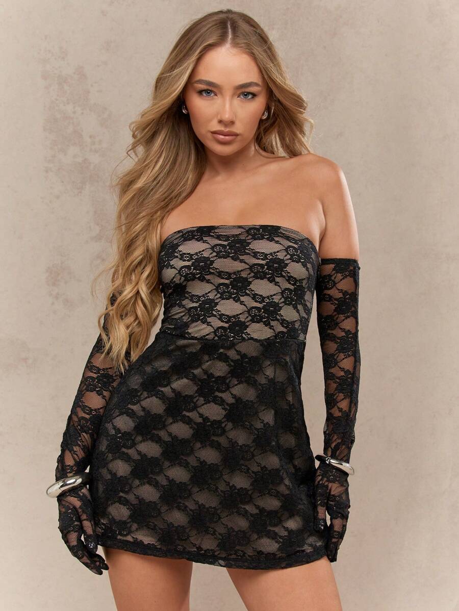 structured black mini dress Jillian Satin Bow Mini Dress main image 0