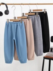 SHEIN Leap Crew 买3送1 青少年男童休闲学院风舒适时尚简约实用百搭柔软舒适腰带撞色羊毛舒适加厚保暖裤子男童裤子男童慢跑裤儿童服装返校童装校服男童裤子男童慢跑裤儿童运动裤适合日常适合上学适合旅行适合运动适合秋冬 - 卡其色 - 查看 3