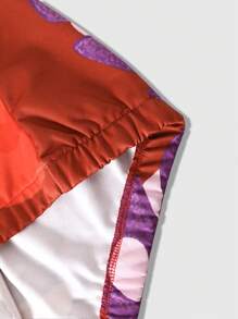 ROMWE MEN Street Life 男士卡通骷髅图案套头连帽衫，适合日常休闲穿着 - 紅色 - 查看 3