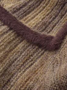 DAZY 女士拉链拼接拼色开衫，长袖，秋冬，秋季女装 - 珊瑚橙 - 查看 3