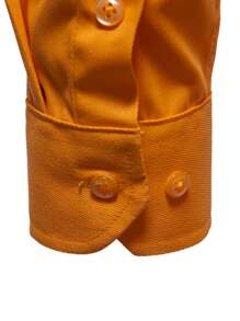 Calvornis Men's Solid Color Button Front Long Sleeve Casual Top, Fall - Yellow - View 6