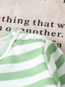 SHEIN 2 件套婴儿/幼儿套装，条纹长袖 T 恤和可爱恐龙背带裤，适合居家和露营，秋季 - 彩色 - 查看 3