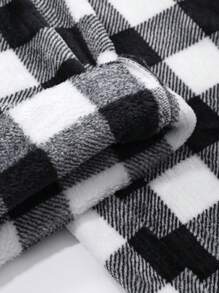 DAZY Coral Fleece Plaid Pattern Soft Straight-Leg Sleepwear Bottom Fall,Winter Fluffy