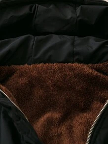 SHEIN LUNE Abrigo acolchado con capucha con cremallera, forrado térmico, de talla grande, para otoño/invierno