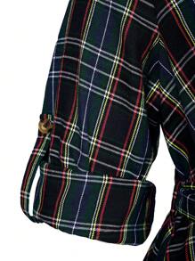 SHEIN LUNE Plus Size Christmas Plaid Asymmetrical Hem Dress - Multicolor - View 3