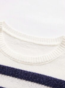 Manfinity Homme Jersey informal de hombre con estampados de bloques de colores a rayas en contraste, de manga larga y versátil, para salir con amigos - Blanco - Ver 3