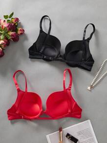 Women's Casual Backless Slight Stretch Fabric Bras Multicolor Plain Everyday Comfort Underwear Lingerie - Multicolor - View 2