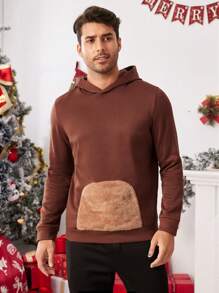 GENTILAND 宽松针织落肩长袖连帽衫，适合圣诞节、家庭搭配、情侣度假休闲卡其色拼色连帽衫，适合朋友、丈夫、男朋友的礼物