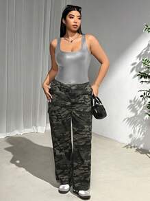 SHEIN EZwear 大码女式黑色人造皮革后背背心，休闲装，适合万圣节