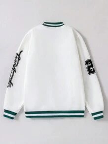 SHEIN Sudadera con capucha de moda casual con estampado de letra simple para adolescentes varones, versátil para uso diario