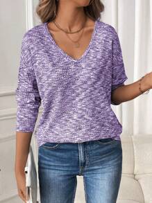 SHEIN LUNE Women Casual Tie-Dye Loose Drop Shoulder T-Shirt, Autumn