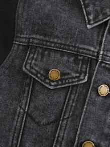 Cozy Pixies 年轻男孩时尚休闲黑色牛仔翻领拼接黑色针织长袖夹克男童服装日常装和秋冬儿童服装