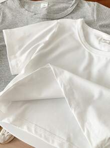 SHEIN Tween Girl 4pcs Round Neck Tee