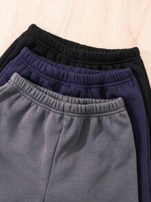 6 件装年轻男孩字母印花保暖内衬立领插肩袖上衣和裤子休闲装，适合秋冬季日常穿着和运动 - 彩色 - 查看 6