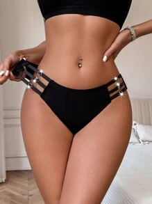 舒适粘合女士镂空内裤 - 黑色 - 查看 4