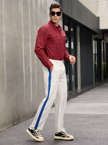Manfinity Homme Men Striped Print Pocket Decor Casual Loose Fit Pants