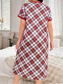 1pc Button Plaid Graphic Print Soft Pajamas & Loungewear Set - Multicolor - View 2