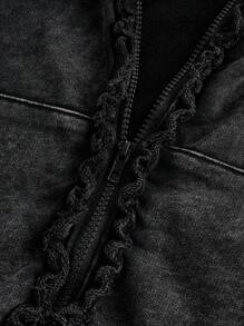 ROMWE Grunge Punk Zestaw 2 szt. Seksowny retro vintage millenium punk zamek błyskawiczny z przodu zniszczony ubiór casualowy dla kobiet