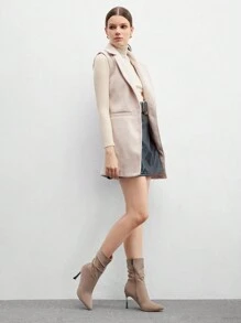 CUCCOO BIZCHIC 女士时尚高跟尖头性感紧身过膝高筒靴，黑色，适合圣诞节和新年假期氛围秋冬季 - 卡其色 - 查看 10