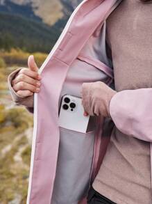 In My Nature Women's Solid Color Drawstring Hooded Outdoor Windbreaker Jacketwinter Women Tops - Pink - View 10