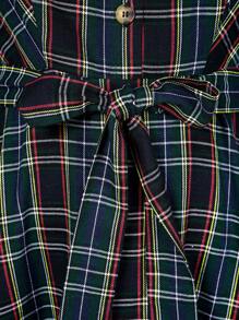 SHEIN LUNE Plus Size Christmas Plaid Asymmetrical Hem Dress - Multicolor - View 5